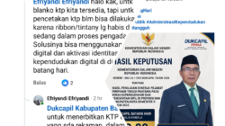 Nilai Kinerja 90, Warga Kembali Gagal Cetak KTP: Ada Apa dengan Dukcapil Batang Hari?